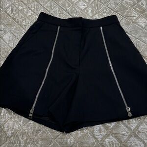 Chic Black Shorts with Silver Zipper